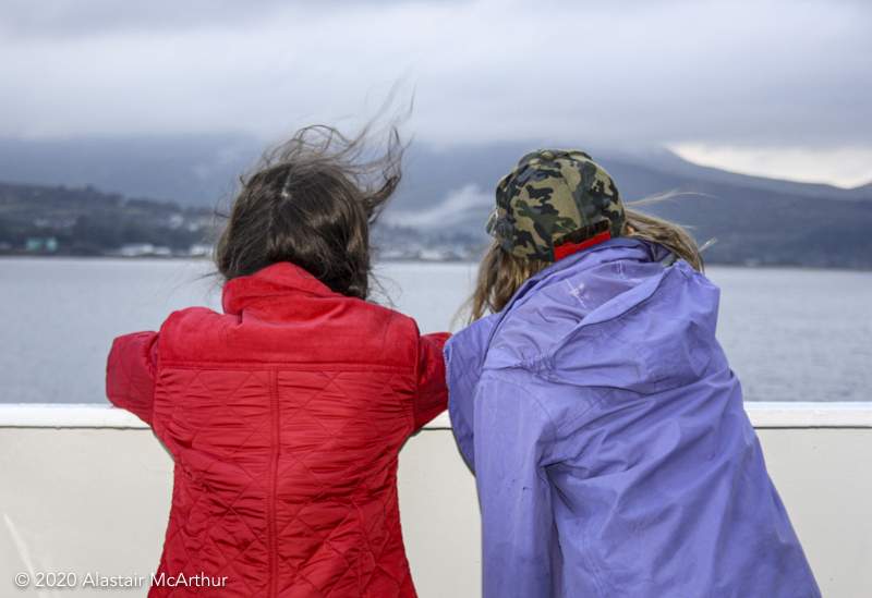 Friends lookin out over Brodick Bay. Arran 2011.