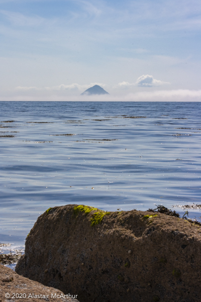 Ailsa Craig in the mist. Kildonan, Arran 2013.