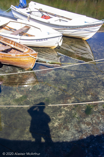 Shadow on the water after Vivian Maier. Blackwaterfoot, Arran 2015.